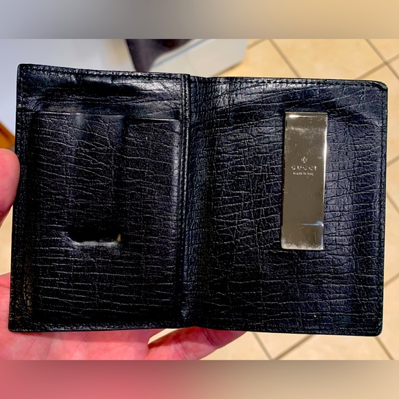 Vintage Gucci wallet with silver money clip - black leather - Picture 1 of 4
